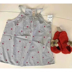 BNWT’s Girl’s OshKosh Striped  Top with Handknot Slippers Size 6yrs.